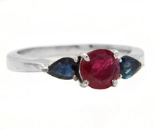 Load image into Gallery viewer, 1.10 Carats Exquisite Natural Ruby &amp; Sapphire 14K Solid White Gold Ring