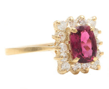 Load image into Gallery viewer, 0.75 Carats Natural Very Nice Looking Tourmaline and Diamond 14K Solid Yellow Gold Ring