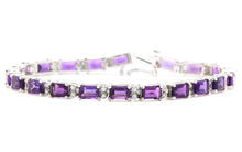 Load image into Gallery viewer, 11.60 Carats Natural Amethyst &amp; Diamond 14K Solid White Gold Bracelet