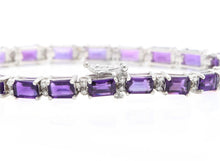 Load image into Gallery viewer, 11.60 Carats Natural Amethyst &amp; Diamond 14K Solid White Gold Bracelet