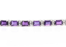 Load image into Gallery viewer, 11.60 Carats Natural Amethyst &amp; Diamond 14K Solid White Gold Bracelet