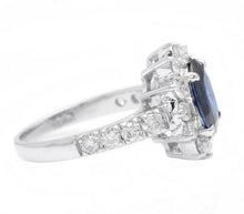 Load image into Gallery viewer, 3.00 Carats Exquisite Natural Blue Sapphire and Diamond 14K Solid White Gold Ring