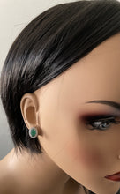 Load image into Gallery viewer, 3.05 Carats Natural Emerald and Diamond 14K Solid White Gold Earrings