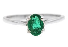 Load image into Gallery viewer, Exquisite Natural Emerald 14K Solid White Gold Ring