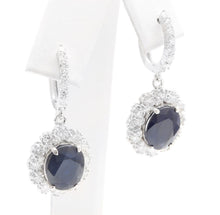 Load image into Gallery viewer, Exquisite 12.30 Carats Natural Sapphire and Diamond 14K Solid White Gold Earrings