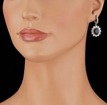 Load image into Gallery viewer, Exquisite 12.30 Carats Natural Sapphire and Diamond 14K Solid White Gold Earrings
