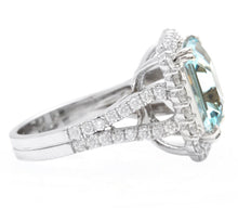 Load image into Gallery viewer, 9.50 Carats Natural Aquamarine and Diamond 14K Solid White Gold Ring