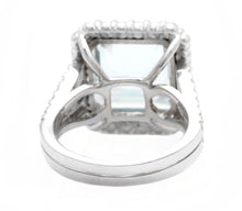 Load image into Gallery viewer, 9.50 Carats Natural Aquamarine and Diamond 14K Solid White Gold Ring