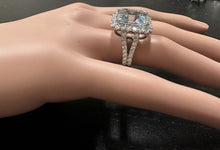 Load image into Gallery viewer, 9.50 Carats Natural Aquamarine and Diamond 14K Solid White Gold Ring