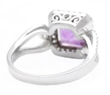 Load image into Gallery viewer, 3.60 Carats Natural Amethyst and Diamond 14K Solid White Gold Ring