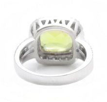 Load image into Gallery viewer, 5.30 Carats Natural Very Nice Looking Peridot and Diamond 14K Solid White Gold Ring
