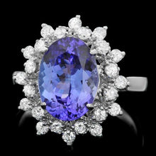 Load image into Gallery viewer, 3.90 Carats Natural Tanzanite and Diamond 14K Solid White Gold Ring