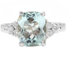 Load image into Gallery viewer, 3.35 Carats Natural Aquamarine and Diamond 14K Solid White Gold Ring