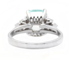 Load image into Gallery viewer, 3.35 Carats Natural Aquamarine and Diamond 14K Solid White Gold Ring