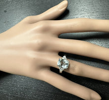 Load image into Gallery viewer, 3.35 Carats Natural Aquamarine and Diamond 14K Solid White Gold Ring