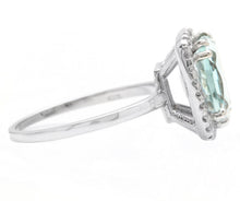 Load image into Gallery viewer, 3.15 Carats Natural Aquamarine and Diamond 14K Solid White Gold Ring