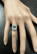 Load image into Gallery viewer, 3.15 Carats Natural Aquamarine and Diamond 14K Solid White Gold Ring