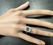 Load image into Gallery viewer, 3.15 Carats Natural Aquamarine and Diamond 14K Solid White Gold Ring