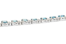 Load image into Gallery viewer, 12.70 Carats Natural London Blue Topaz &amp; Diamond 14K Solid White Gold Bracelet