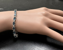 Load image into Gallery viewer, 12.70 Carats Natural London Blue Topaz &amp; Diamond 14K Solid White Gold Bracelet
