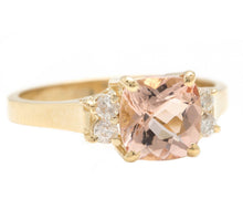 Load image into Gallery viewer, 1.42 Carats Impressive Natural Morganite and Diamond 14K Solid Yellow Gold Ring