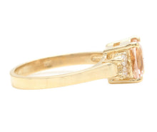 Load image into Gallery viewer, 1.42 Carats Impressive Natural Morganite and Diamond 14K Solid Yellow Gold Ring