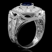 Load image into Gallery viewer, 3.00 Carats Natural Blue Sapphire &amp; Diamond 14K Solid White Gold Men's Ring