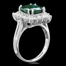 Load image into Gallery viewer, 5.30 Carats Natural Green Tourmaline and Diamond 14K Solid White Gold Ring