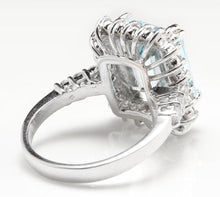 Load image into Gallery viewer, 7.85 Carats Natural Aquamarine and Diamond 14K Solid White Gold Ring
