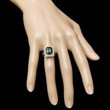 Load image into Gallery viewer, 5.30 Carats Natural Green Tourmaline and Diamond 14K Solid White Gold Ring