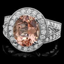Load image into Gallery viewer, 6.00 Carats Natural Morganite and Diamond 14K Solid White Gold Ring