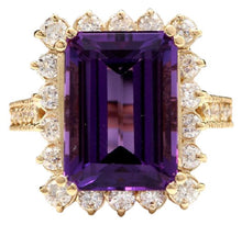 Load image into Gallery viewer, 8.65 Carats Natural Amethyst and Diamond 14K Solid Yellow Gold Ring