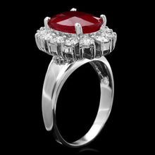 Load image into Gallery viewer, 7.30 Carats Natural Red Ruby and Diamond 14K Solid White Gold Ring