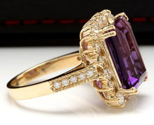 Load image into Gallery viewer, 8.65 Carats Natural Amethyst and Diamond 14K Solid Yellow Gold Ring
