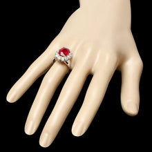 Load image into Gallery viewer, 7.30 Carats Natural Red Ruby and Diamond 14K Solid White Gold Ring