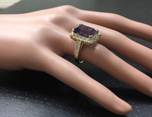 Load image into Gallery viewer, 8.65 Carats Natural Amethyst and Diamond 14K Solid Yellow Gold Ring