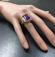 Load image into Gallery viewer, 8.65 Carats Natural Amethyst and Diamond 14K Solid Yellow Gold Ring