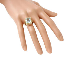 Load image into Gallery viewer, 4.25 Carats Natural Aquamarine and Diamond 14K Solid Yellow Gold Ring
