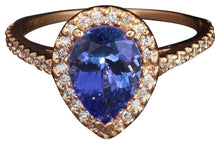 Load image into Gallery viewer, 2.05 Carats Natural Very Nice Looking Tanzanite and Diamond 14K Solid Rose Gold Ring