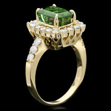Load image into Gallery viewer, 4.40 Carats Natural Green Tourmaline and Diamond 14K Solid Yellow Gold Ring