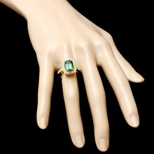 Load image into Gallery viewer, 4.40 Carats Natural Green Tourmaline and Diamond 14K Solid Yellow Gold Ring