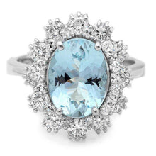 Load image into Gallery viewer, 4.70 Carats Natural Aquamarine and Diamond 14K Solid White Gold Ring