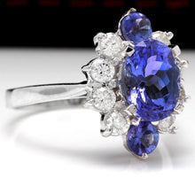 Load image into Gallery viewer, 3.00 Carats Natural Very Nice Looking Tanzanite and Diamond 14K Solid White Gold Ring