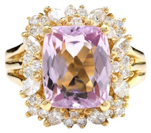 Load image into Gallery viewer, 8.49 Carats Natural Kunzite and Diamond 14K Solid Yellow Gold Ring