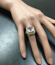 Load image into Gallery viewer, 8.49 Carats Natural Kunzite and Diamond 14K Solid Yellow Gold Ring