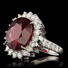 Load image into Gallery viewer, 13.80 Carats Natural Red Ruby and Diamond 14K Solid White Gold Ring