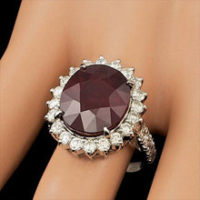 Load image into Gallery viewer, 13.80 Carats Natural Red Ruby and Diamond 14K Solid White Gold Ring