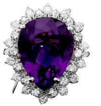 Load image into Gallery viewer, 9.20 Carats Natural Amethyst and Diamond 14k Solid White Gold Ring
