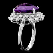 Load image into Gallery viewer, 9.20 Carats Natural Amethyst and Diamond 14k Solid White Gold Ring