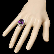 Load image into Gallery viewer, 9.20 Carats Natural Amethyst and Diamond 14k Solid White Gold Ring